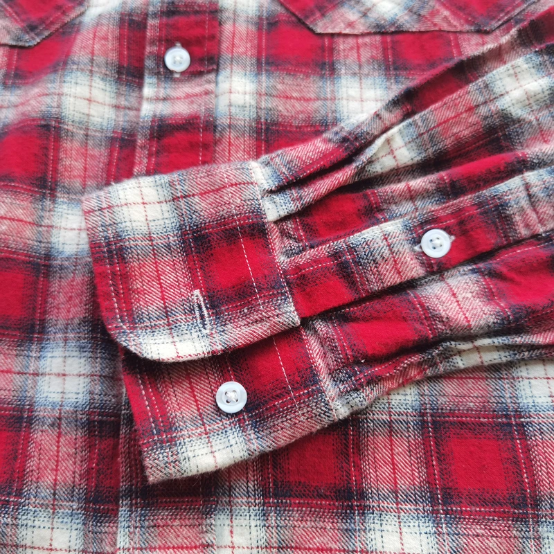 Custom 100% Cotton Dress Woman Flannel Shirt Long Sleeve Custom Logo Embroidered Plaid Flannel Shirt