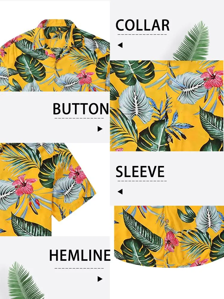 Summer Beach Regular-Fit Vacation Printed Short Sleeves Loose Tropical Shirts Men′s Casual Hawaiian Shirt